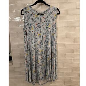 Style & Co Sleeveless Floral Dress Blue Multicolor 0X Plus